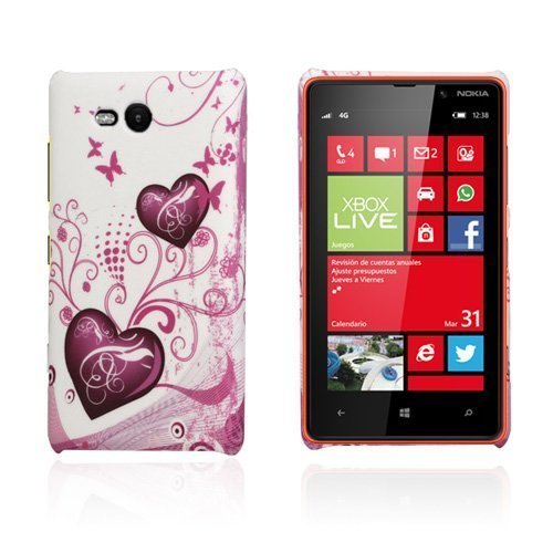 Valentine Valkoinen Violetti Sydämet Nokia Lumia 820 Suojakuori