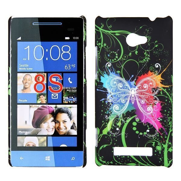 Valentine Värikäs Perhonen Musta Htc Windows Phone 8s Suojakuori