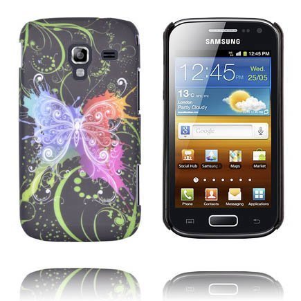 Valentine Värikäs Perhonen Musta Samsung Galaxy Ace 2 Suojakuori