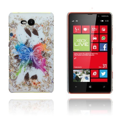 Valentine Värikäs Perhonen- Valkoinen Nokia Lumia 820 Suojakuori