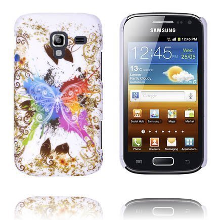 Valentine Värikäs Perhonen Valkoinen Samsung Galaxy Ace 2 Suojakuori