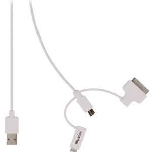 Valueline Lightning / 30pin / Micro Usb 2.0 3-In-1 Kaapeli Valkoinen 1 M