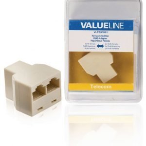 Verkkojakaja RJ45 naaras 2x RJ45 naaras kermanvalkoinen