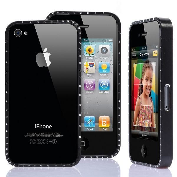 Victoria Diamonds Musta Bling Iphone 4 / 4s Alumiininen Suojakehys