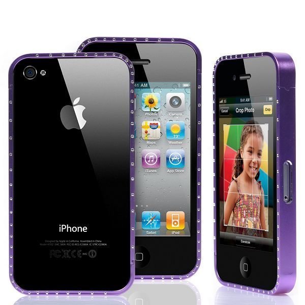 Victoria Diamonds Violetti Bling Iphone 4 / 4s Alumiininen Suojakehys