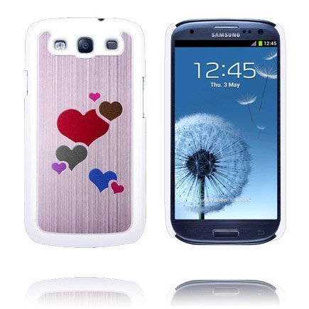 Värikkäät Sydämet Alu Vaaleanpunainen Samsung Galaxy S3 Suojakuori