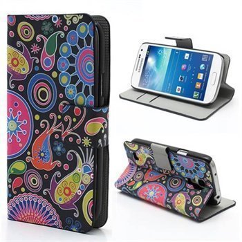 Wallet-kotelo Samsung Galaxy S4 Mini I9190 I9192 I9195 Musta / Vaaleanpunainen / Sininen / Keltainen