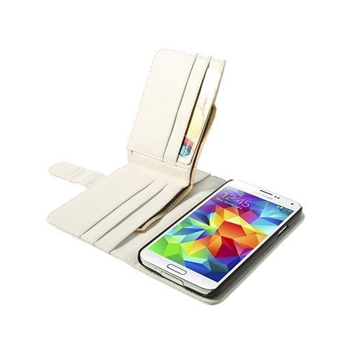 Wally Valkoinen Samsung Galaxy S5 Nahkainen Puhelinlompakko
