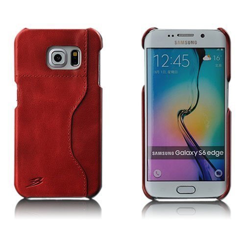 Wergeland Samsung Galaxy S6 Edge Aito Öljyvahattu Nahkakotelo Punainen