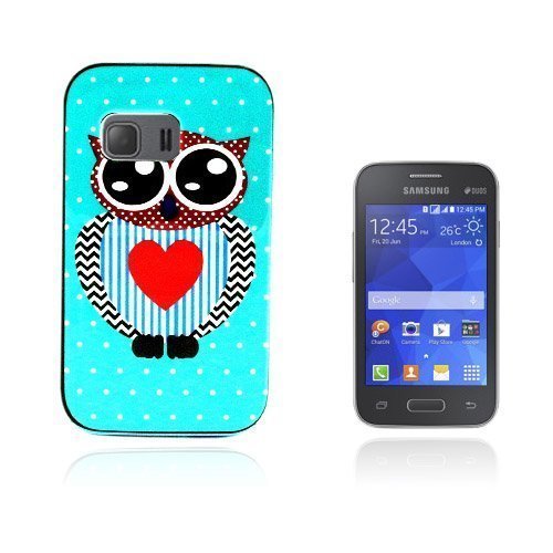 Wester Edge Samsung Galaxy Young 2 Suojakuori Sininen Pöllö Ja Sydän