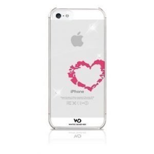 White Diamond Lipstick Heart Case for iPhone 5 Transparent Red