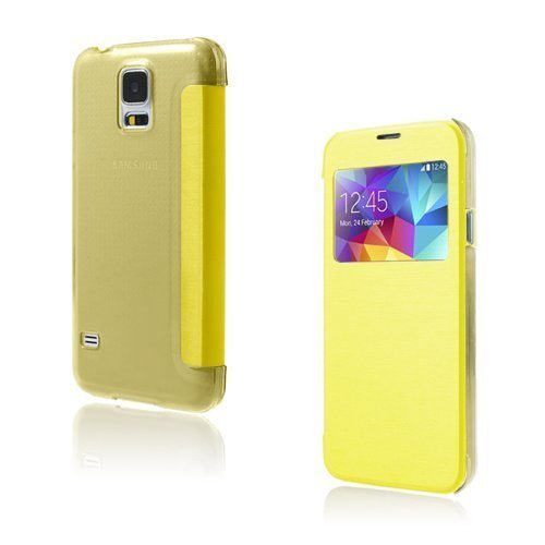 Window Keltainen Samsung Galaxy S5 Nahkakotelo