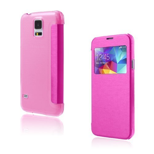 Window Pinkki Samsung Galaxy S5 Nahkakotelo