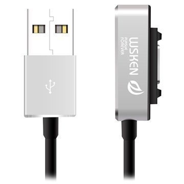 Wsken LED Magneettinen USB-Latauskaapeli Sony Xperia Z1 Z2 Z3 Hopea