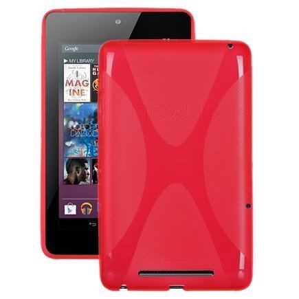 X Fighter Läpikuultava Punainen Asus Google Nexus 7 Silikonikuori