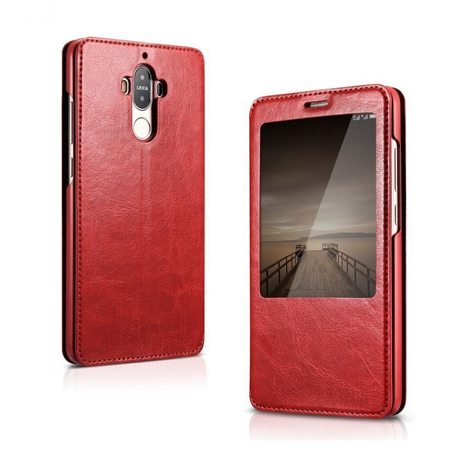 Xoomz Huawei Mate 9 Nahkakotelo Näyttöikkunalla Punainen