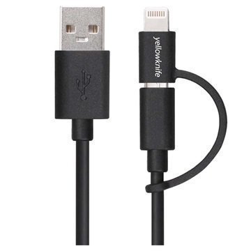 Yellownife 2-in-1 MFI Lightning / Micro USB Kaapeli Musta