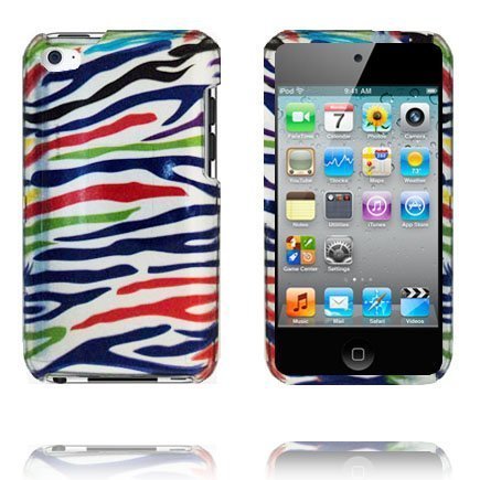 Zebra Klik-On Värikäs / Hopea Ipod Touch 4 Suojakuori