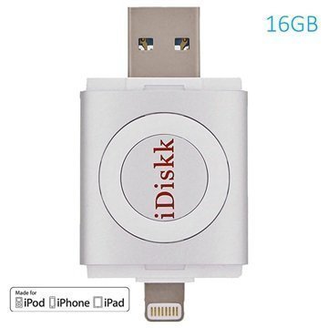 iDiskk 16Gt Lightning / USB 3.0 Muistitikku Hopea iPhone iPad iPod