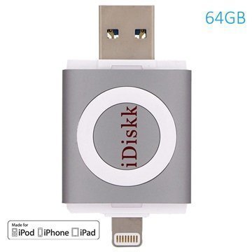 iDiskk 64Gt Lightning / USB 3.0 Muistitikku Tähtiharmaa iPhone iPad iPod