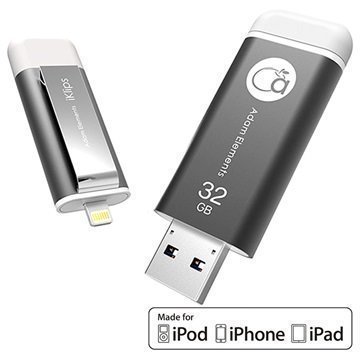 iKlips 32Gt Lightning / USB 3.0 Muistitikku iPhone iPad iPod Touch Harmaa