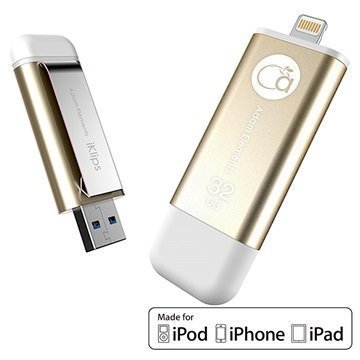 iKlips 32Gt Lightning / USB 3.0 Muistitikku iPhone iPad iPod Touch Kulta