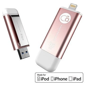 iKlips 32Gt Lightning / USB 3.0 Muistitikku iPhone iPad iPod Touch Ruusukulta