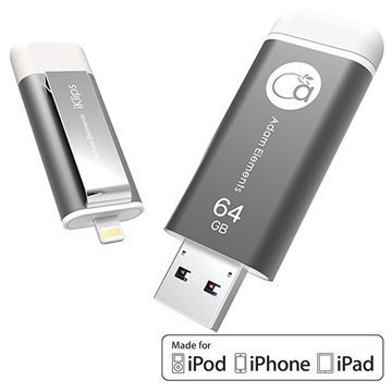 iKlips 64Gt Lightning / USB 3.0 Muistitikku iPhone iPad iPod Touch Harmaa