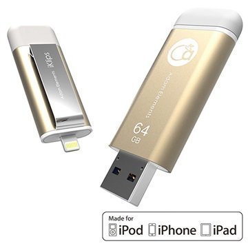 iKlips 64Gt Lightning / USB 3.0 Muistitikku iPhone iPad iPod Touch Kulta
