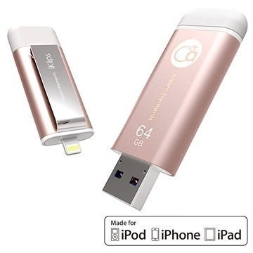 iKlips 64Gt Lightning / USB 3.0 Muistitikku iPhone iPad iPod Touch Ruusukulta
