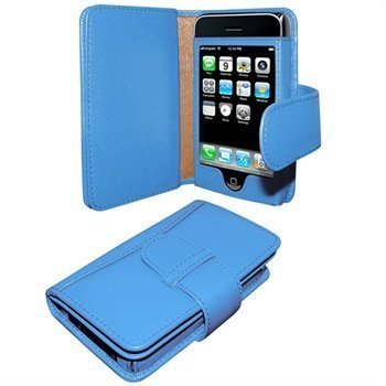 iPhone 3G / 3GS Piel Frama Wallet Nahkakotelo Sininen