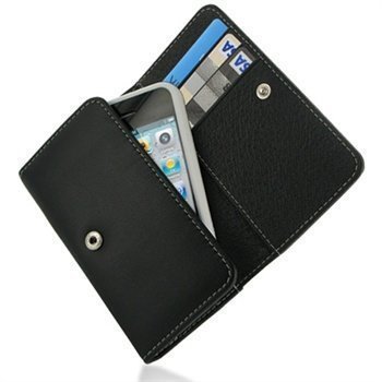 iPhone 4 / 4S PDair Wallet Nahkakotelo Musta