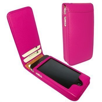 iPhone 4 / 4S Piel Frama Classic Magnetic Nahkakotelo Fuchsia Verenpunainen