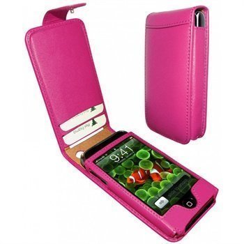 iPhone 4 / 4S Piel Frama Classic Snap Nahkakotelo Fuchsia Verenpunainen