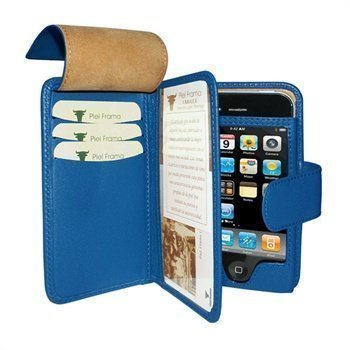 iPhone 4 / 4S Piel Frama Wallet Nahkakotelo Sininen