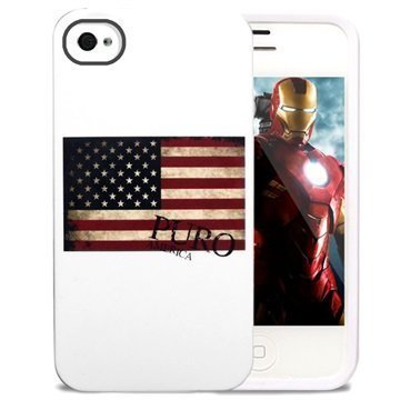 iPhone 4 / 4S Puro TPU Suojakotelo USA Lippu Valkoinen