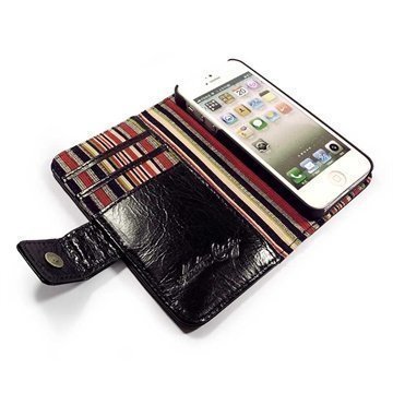 iPhone 5 / 5S / SE Alston Craig Vintage Wallet Nahkakotelo Aitoa Nahkaa Musta