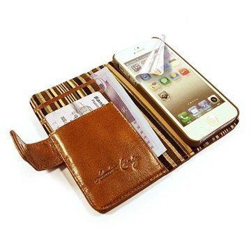 iPhone 5 / 5S / SE Alston Craig Vintage Wallet Nahkakotelo Aitoa Nahkaa Ruskea