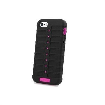 iPhone 5 / 5S / SE Beyond Cell Duo Shield Silicone Case Black / Hot Pink