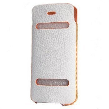 iPhone 5 / 5S / SE DC Casual Leather Case White / Orange