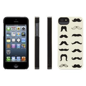 iPhone 5 / 5S / SE Griffin Mustachio Kotelo Musta / Valkoinen