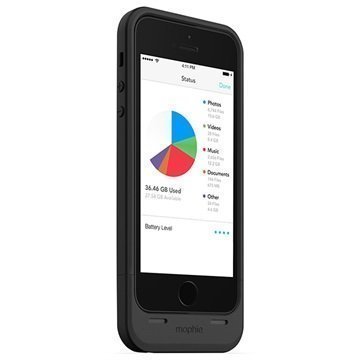 iPhone 5 / 5S / SE Mophie Space Pack Akkukotelo 32GB Musta