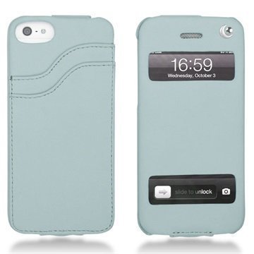 iPhone 5 / 5S / SE Noreve Tradition D Läpällinen Nahkakotelo Baby Blue