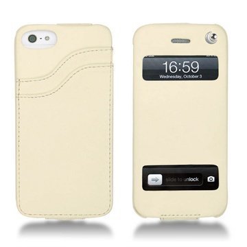 iPhone 5 / 5S / SE Noreve Tradition D Läpällinen Nahkakotelo Beige