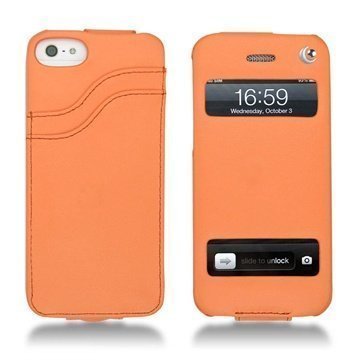 iPhone 5 / 5S / SE Noreve Tradition D Läpällinen Nahkakotelo Oranssi