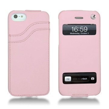 iPhone 5 / 5S / SE Noreve Tradition D Läpällinen Nahkakotelo Pinkki