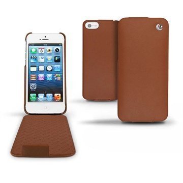 iPhone 5 / 5S / SE Noreve Tradition Flip Leather Case Brown