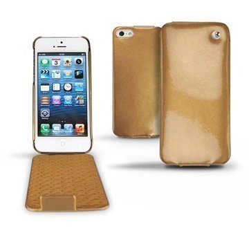 iPhone 5 / 5S / SE Noreve Tradition Flip Leather Case Gold
