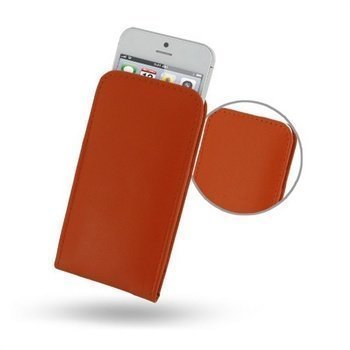 iPhone 5 / 5S / SE PDair Pystysuuntainen Nahkakotelo Oranssi