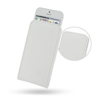 iPhone 5 / 5S / SE PDair Pystysuuntainen Nahkakotelo Valkoinen